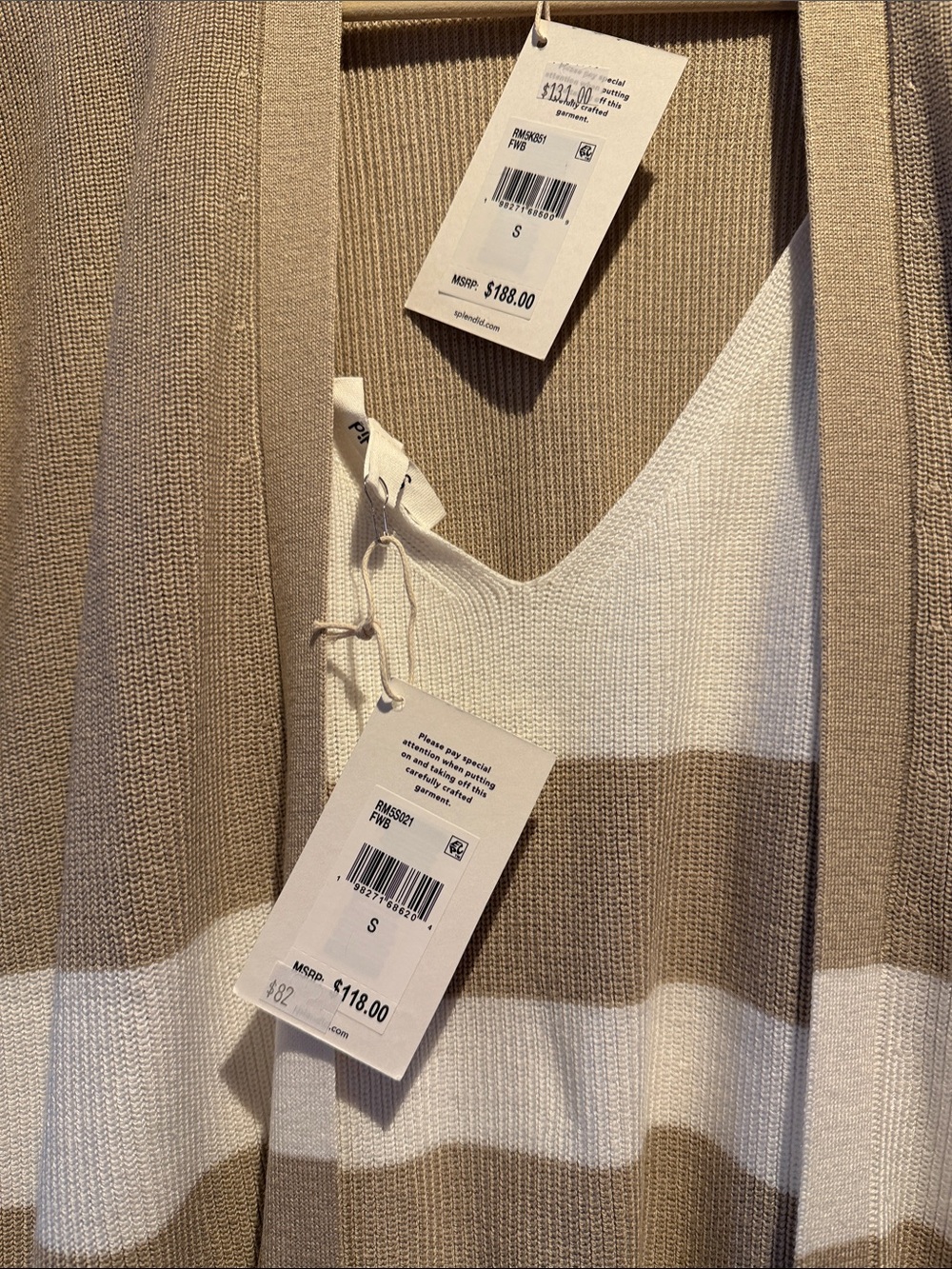 Splendid BUNDLE, NWT, Cardigan and Tank set,Beige & White Colorblock, Small - Picture 8 of 8